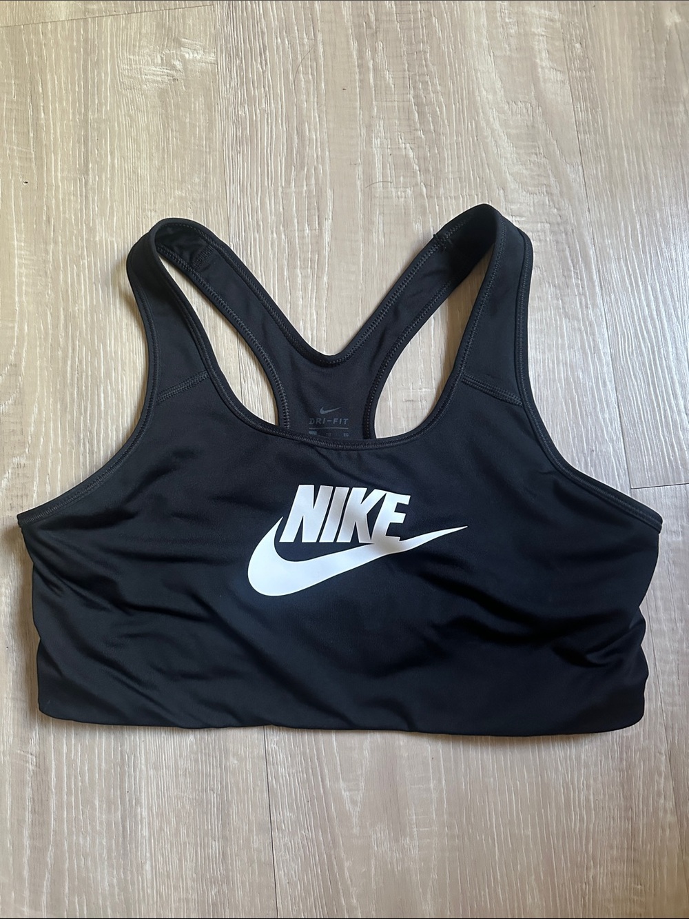Nike Black Sports Bra with White Swoosh Logo